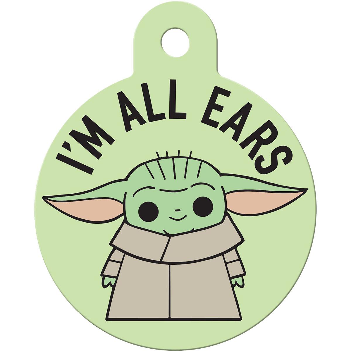 Star Wars Large Circle Engravable Pet I.D. Tag - Baby Yoda I'm All Ears