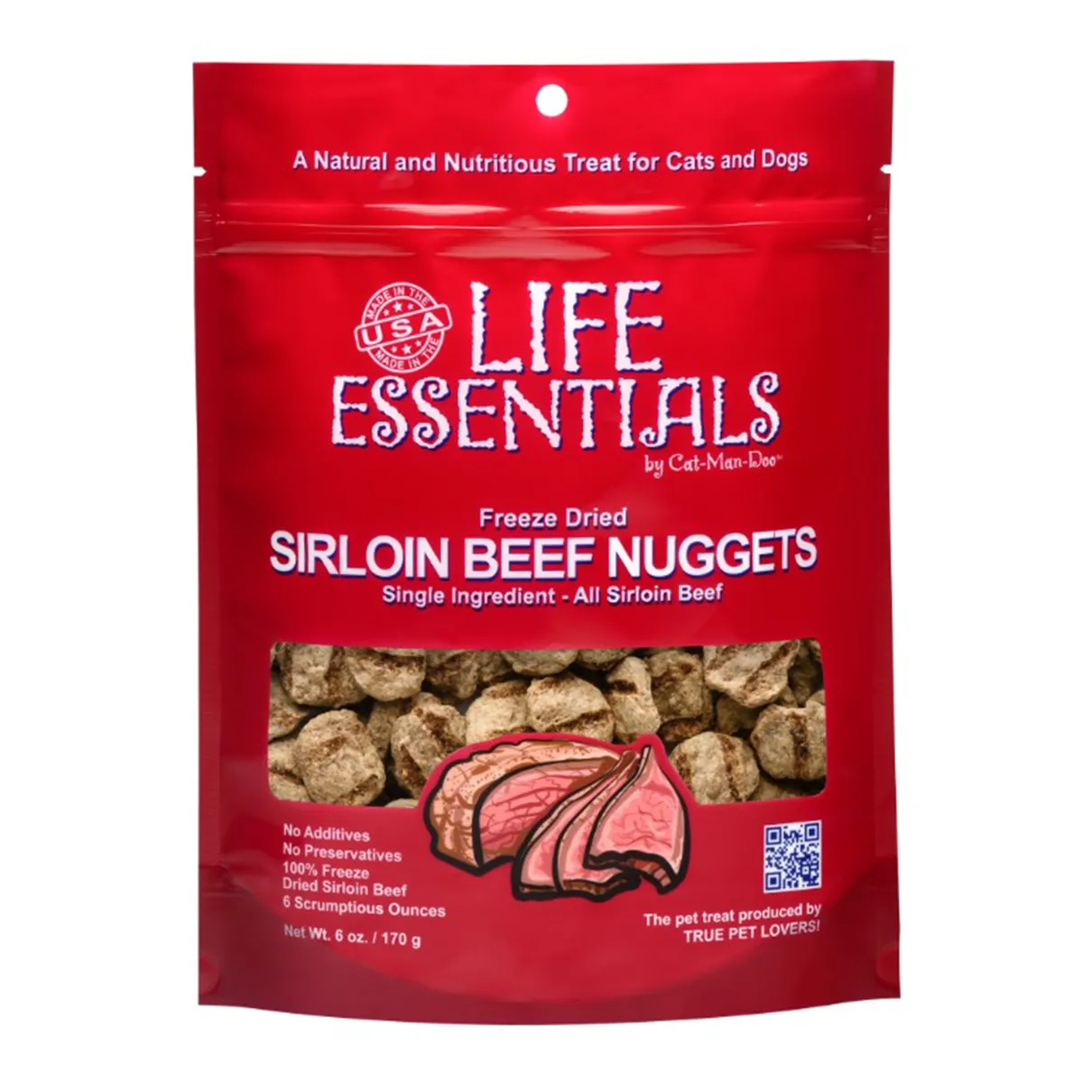 Life Essentials Freeze Dried Sirloin Beef Nuggets Dog & Cat Treat