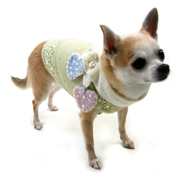 Oscar Newman Little Sweet Hearts Dog Sweater and Scarf Set