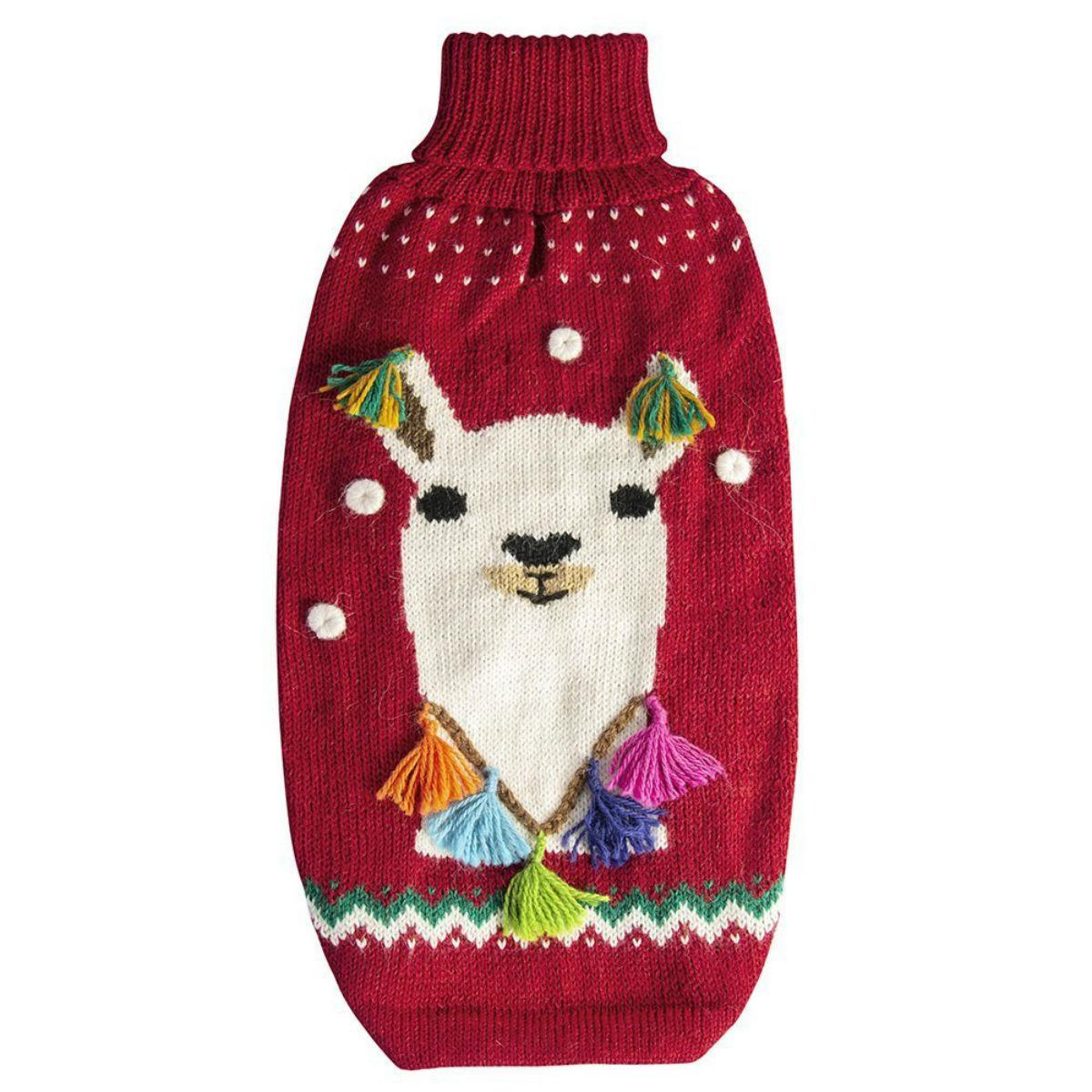 Alqo Wasi Happy Llama Alpaca Dog Sweater - Red