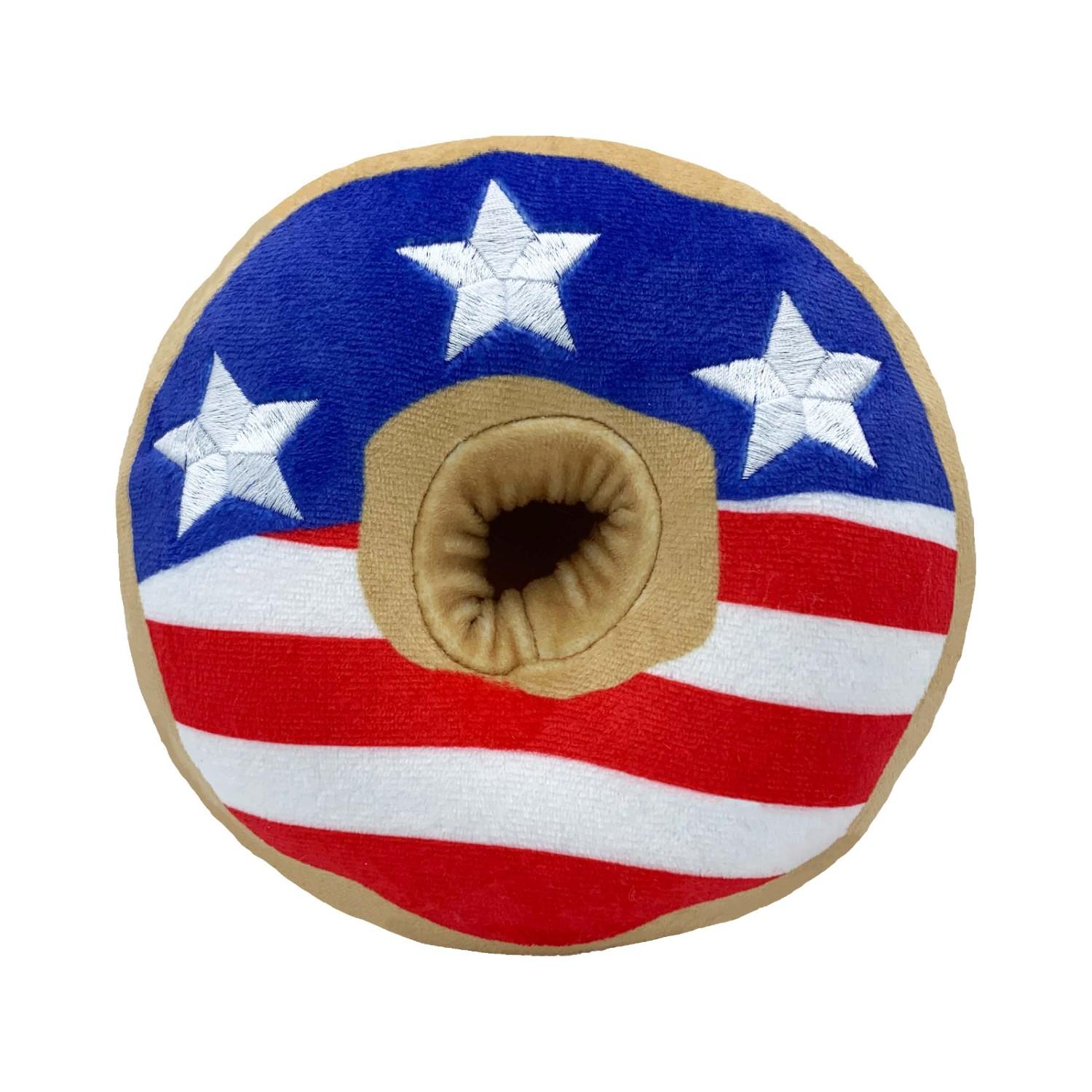 Lulubelles Patriotic Power Plush Dog Toy - Stars & Stripes Donut