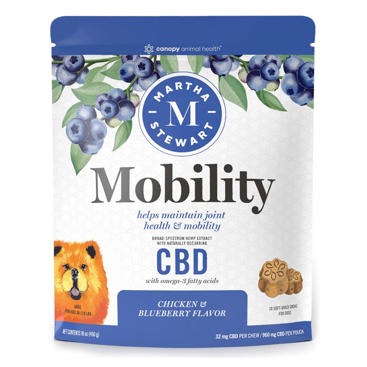 Martha Stewart CBD Mobility Chicken and Blueberry Flavor Soft Baked Chews - Large Dogs (36 - 110 lbs)