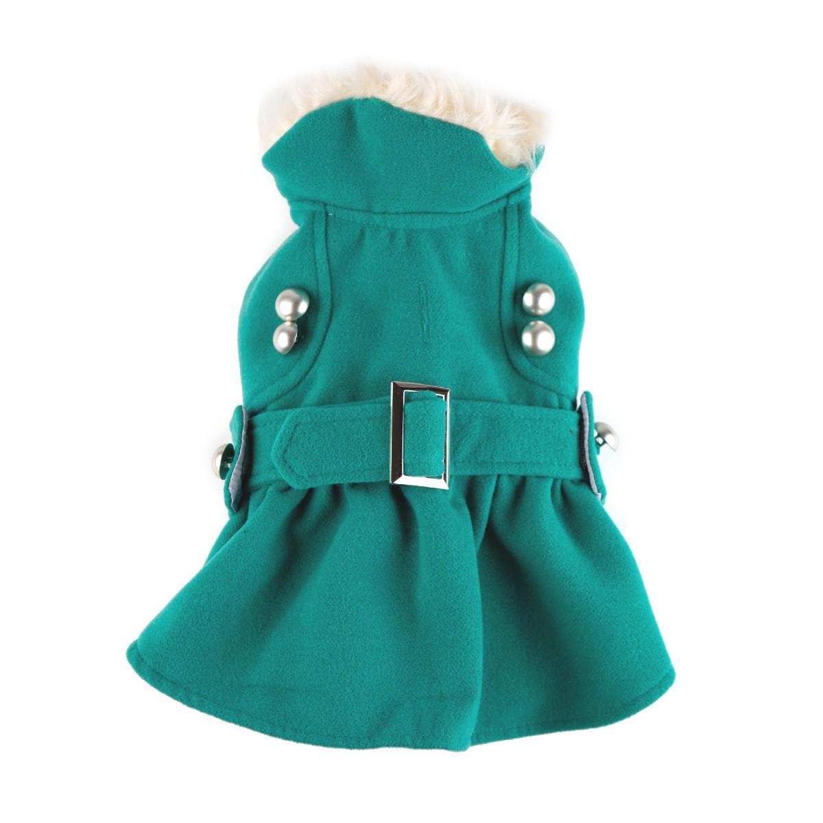 Max's Closet Belted Dog Coat - Turquoise | BaxterBoo