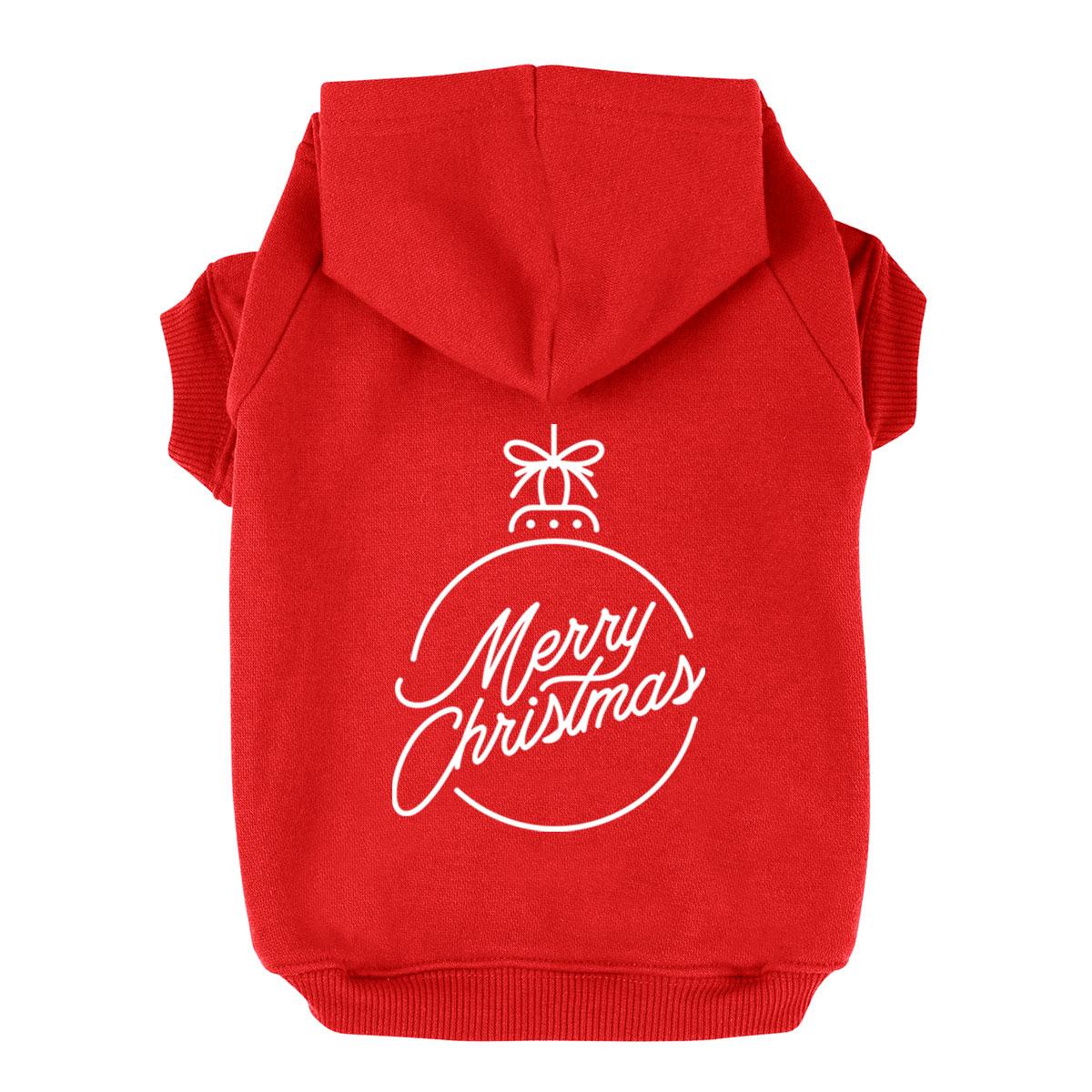 Merry Christmas Ornament Dog Hoodie - Red