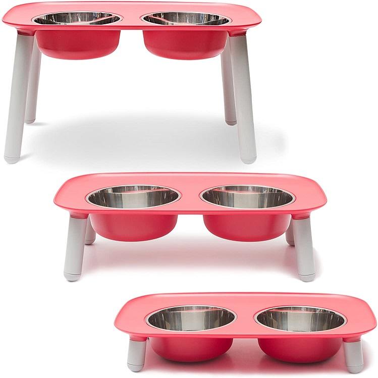 Messy Mutts Elevated  Double Pet Feeder - Watermelon
