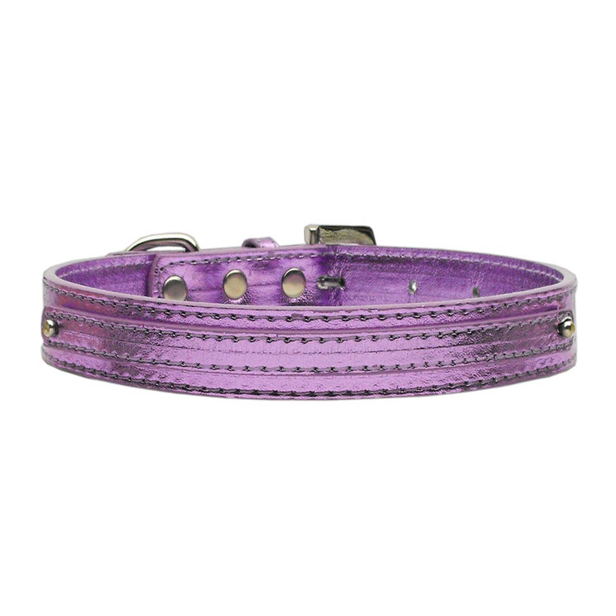 Metallic Two Tiered Dog Collar with 10MM Letter Strap - Purple