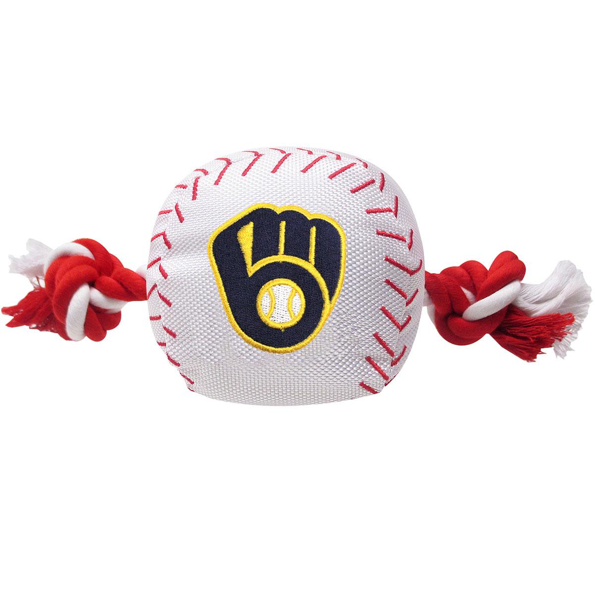 Milwaukee Brewers Nylon Plush Baseball Rope Dog Toy