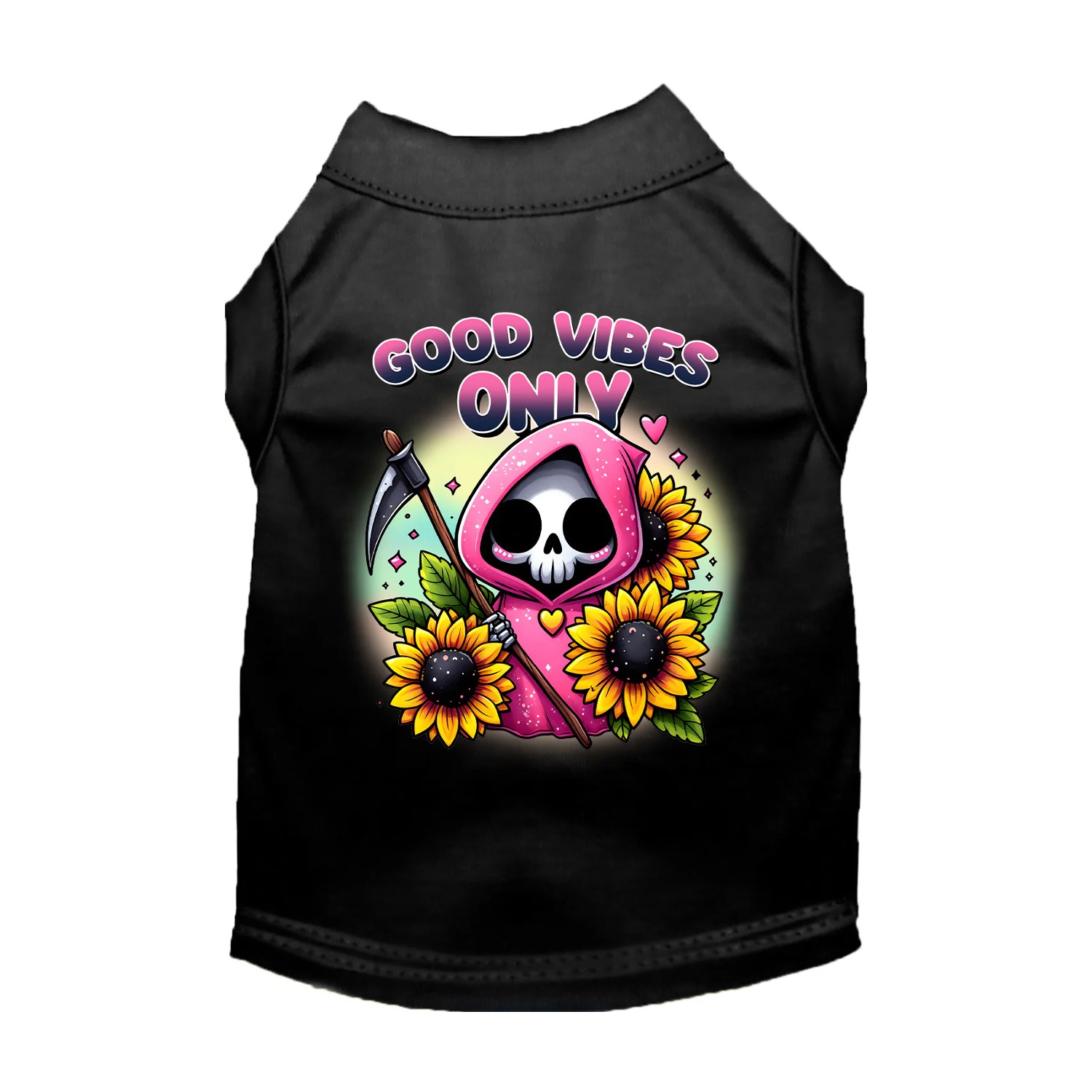 Mirage Halloween Sun Flowers and Scythes Dog Shirt - Black