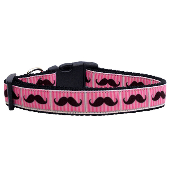 Moustache Dog Collar - Pink