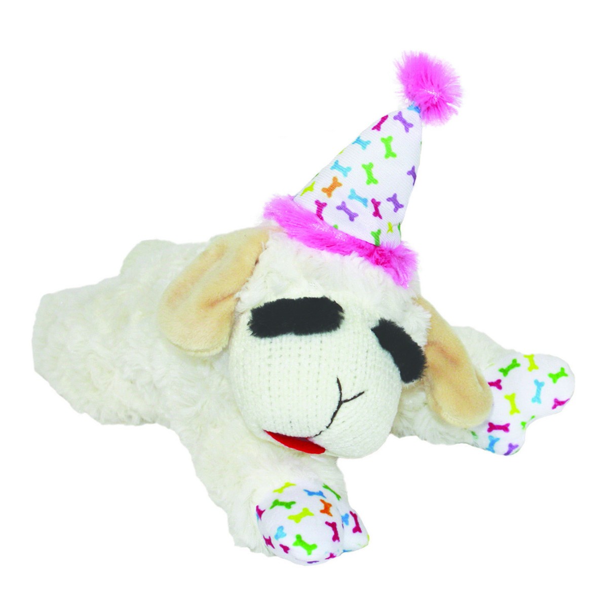 Multipet Lamb Chop Dog Toy - Birthday Hat Pink