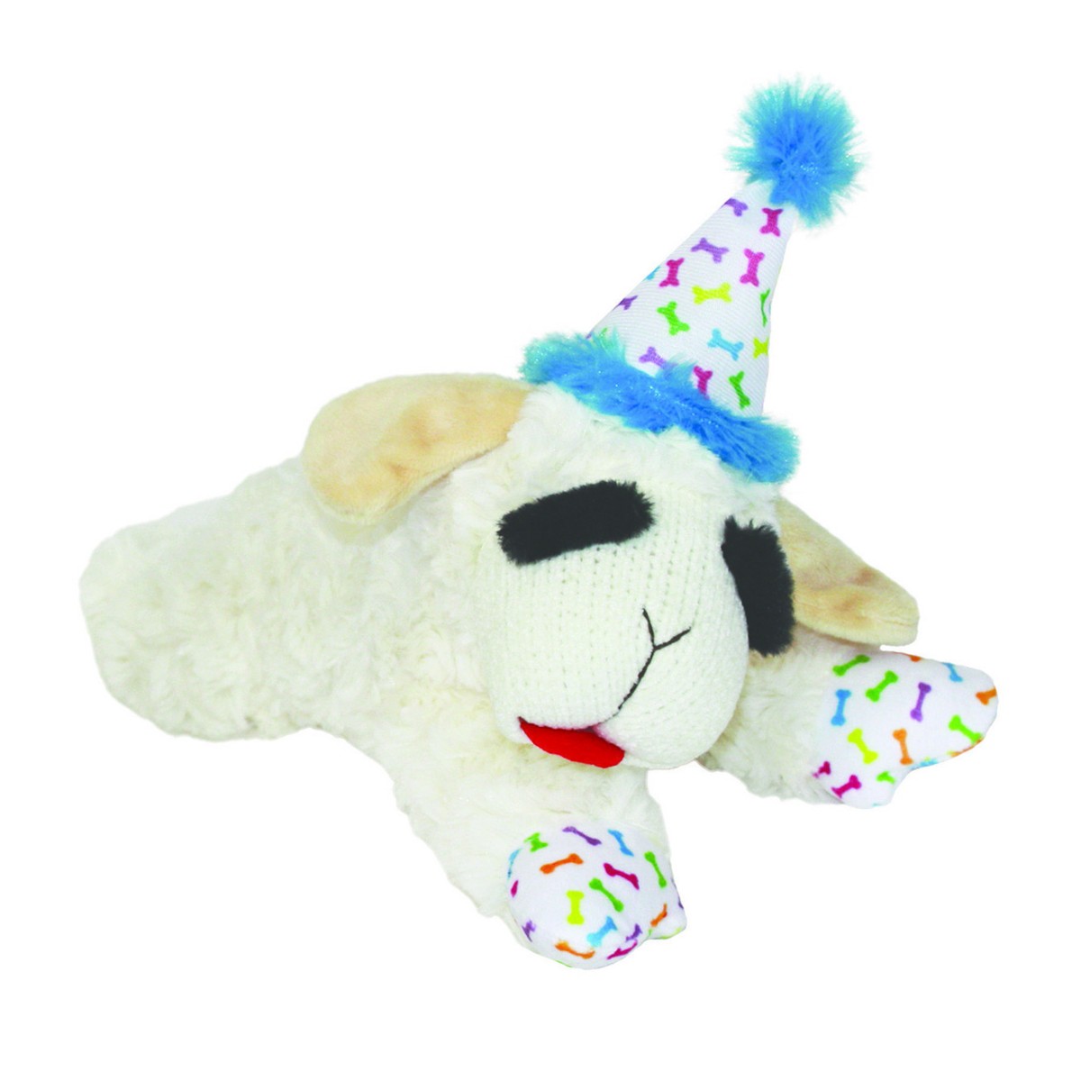 Multipet Lamb Chop Dog Toy - Birthday Hat Blue