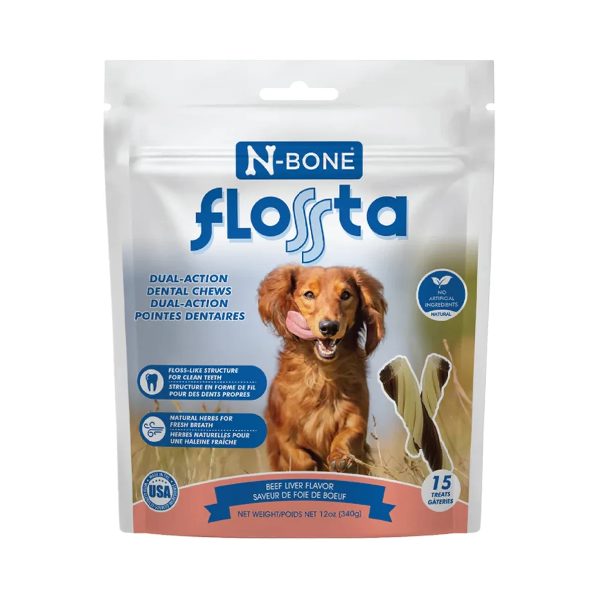 N-Bone Flossta Dual-Action Dog Dental Chews - Beef