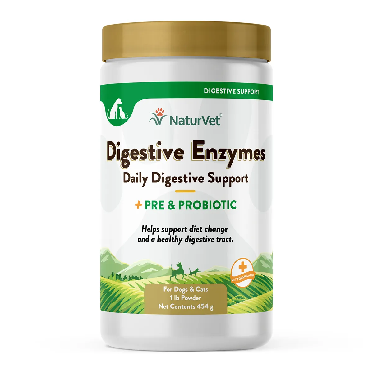 NaturVet Digestive Enzymes Powder Supplement for Dogs and Cats with Pre & Probiotics 