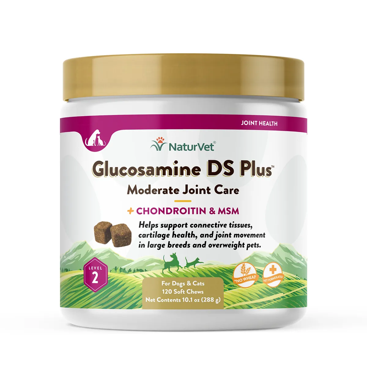 NaturVet Glucosamine DS Plus Soft Chew for Dogs and Cats - Level 2 Moderate Care - 120 Count