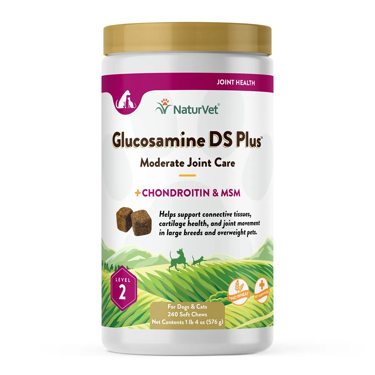 NaturVet Glucosamine DS Plus Soft Chew for Dogs and Cats - Level 2 Moderate Care - 240 Count