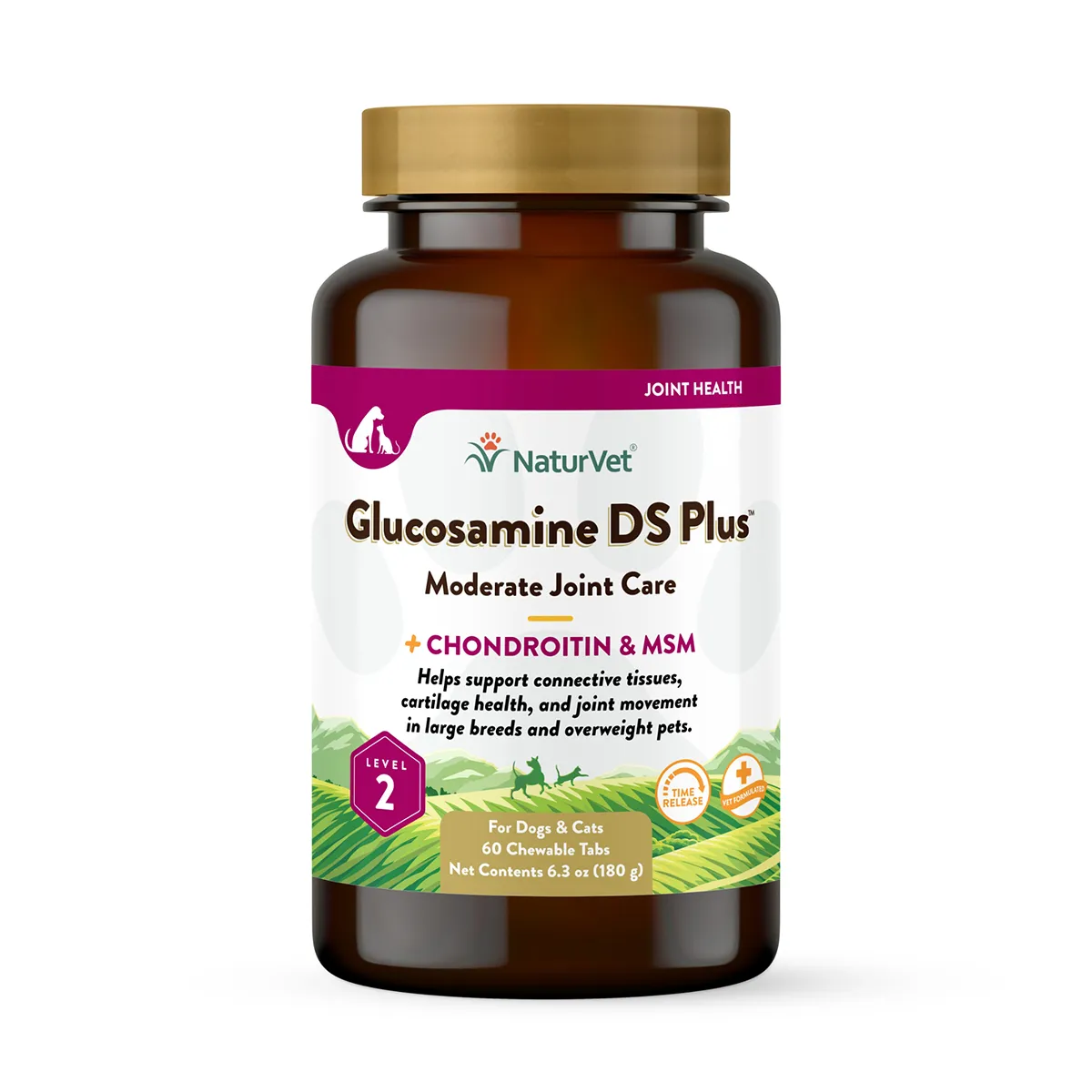 NaturVet Glucosamine DS Plus Time Release Chewable Tablets for Dogs and Cats - Level 2 Moderate Care