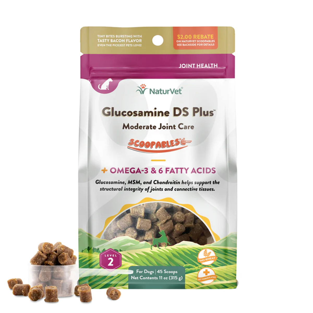 NaturVet Scoopables Glucosamine DS Plus Level 2 Moderate Joint Care Dog Soft Chews
