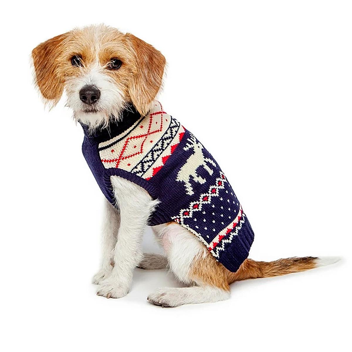 fabdog Navy Fairisle Turtleneck Dog Sweater | BaxterBoo