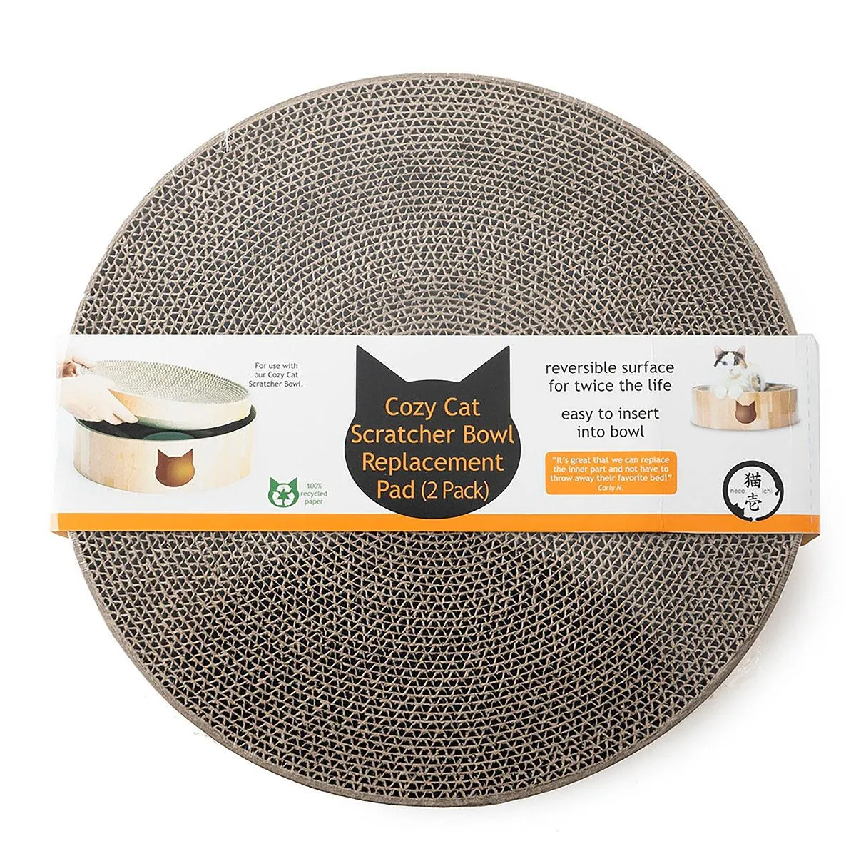 Necoichi Cozy Cat Scratcher Bowl Replacement Pad - 2 Pack