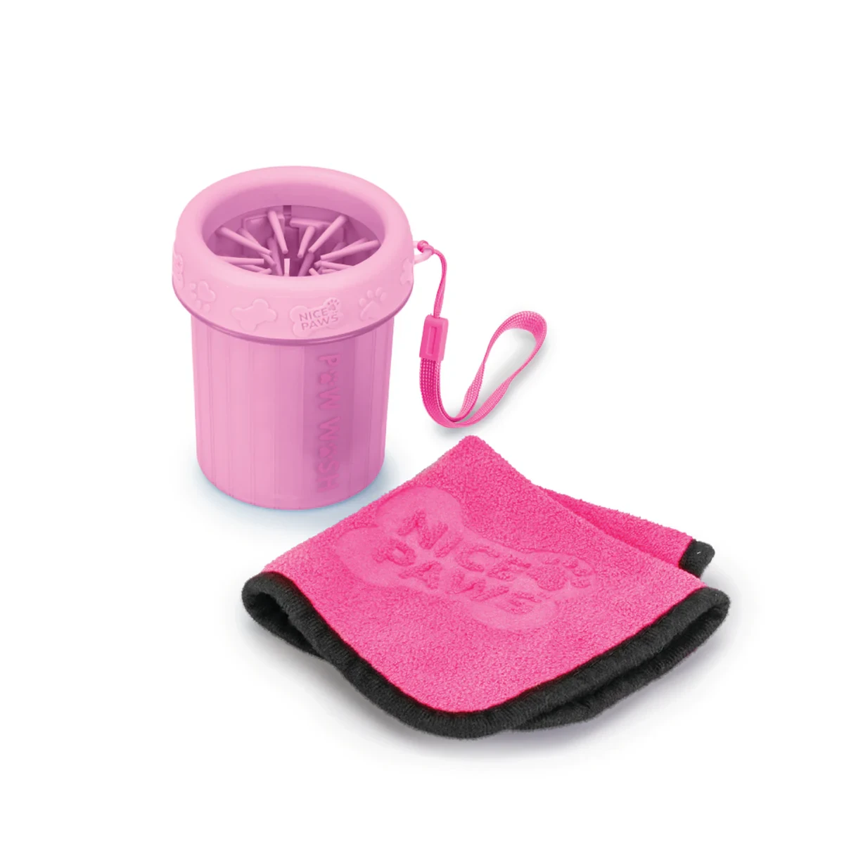 Nice Paws Dog Paw Washer with Towel - Pink