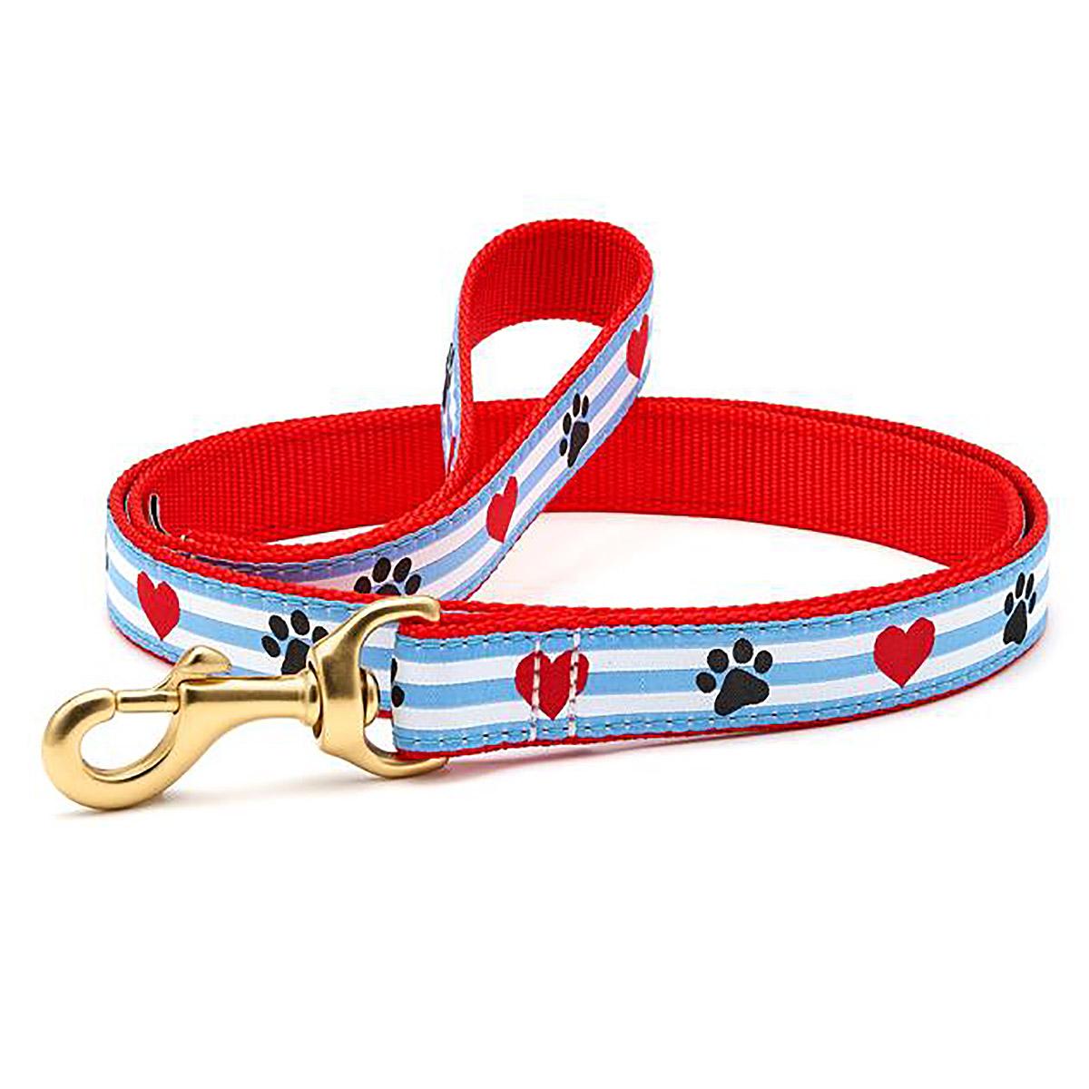 Pawprint Stripe Dog Leash by Up Country