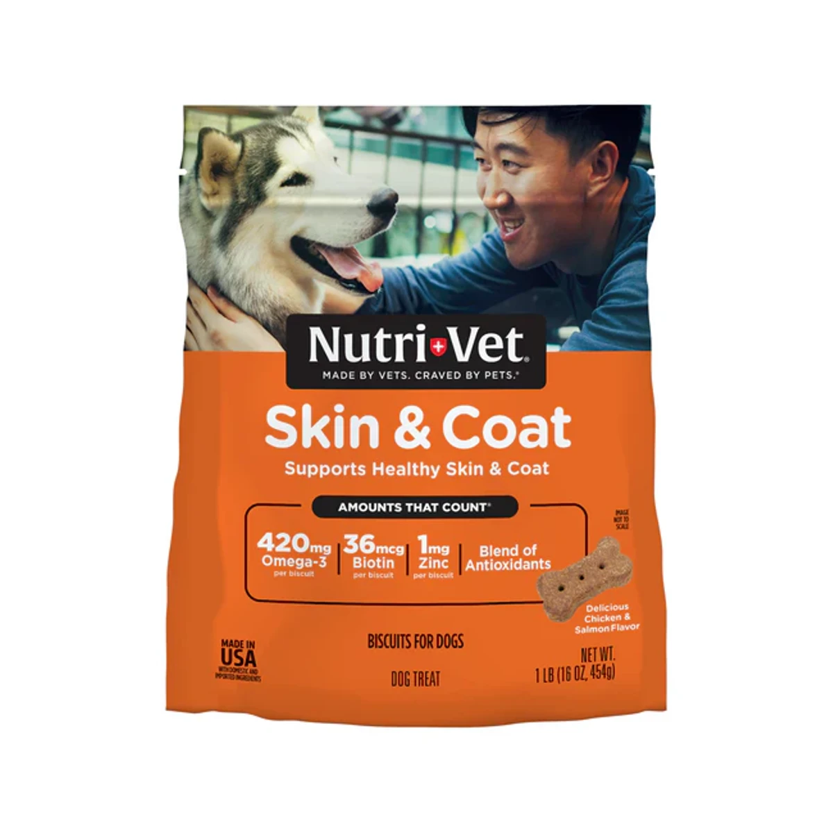 Nutri-Vet Skin and Coat Functional Biscuits Dog Treats - Chicken and Salmon