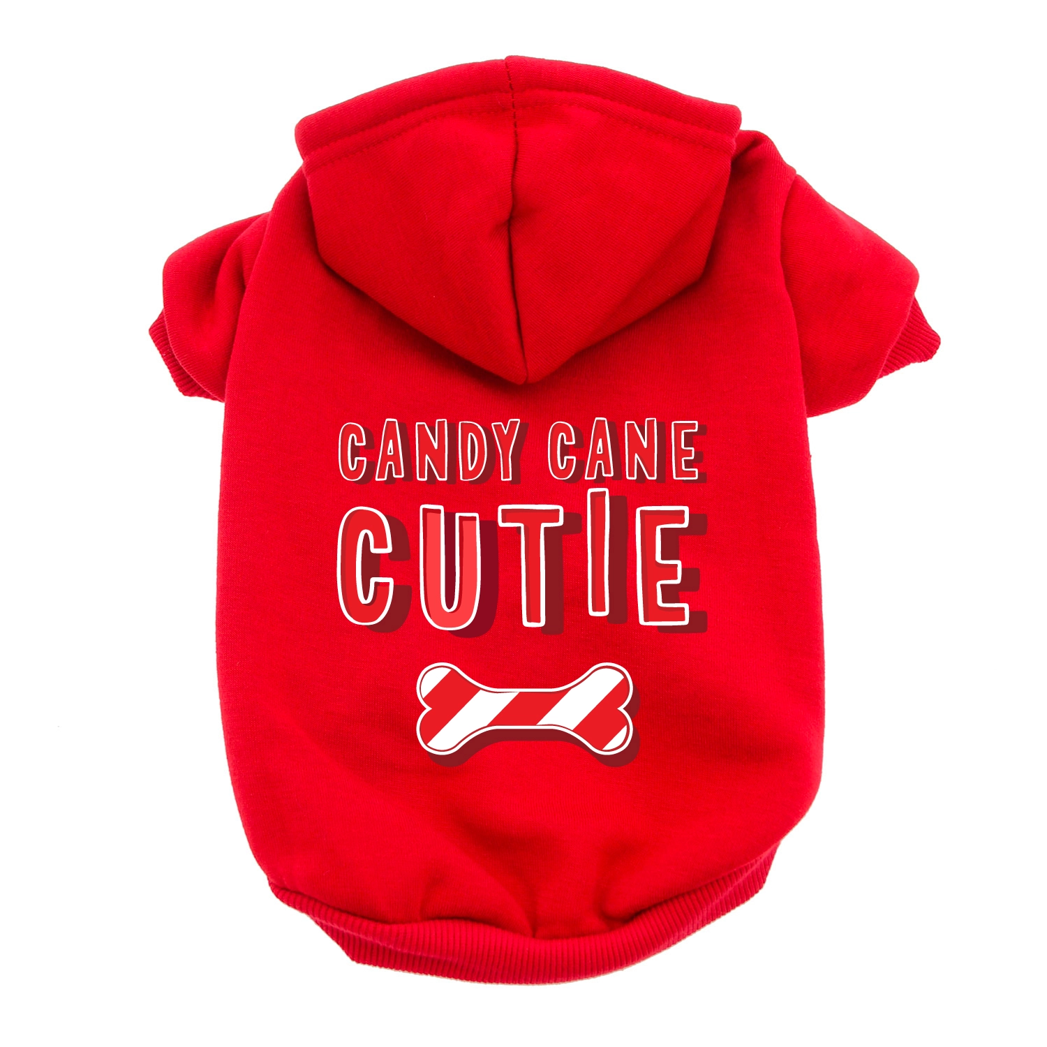 Candy Cane Cutie Dog Hoodie - Red