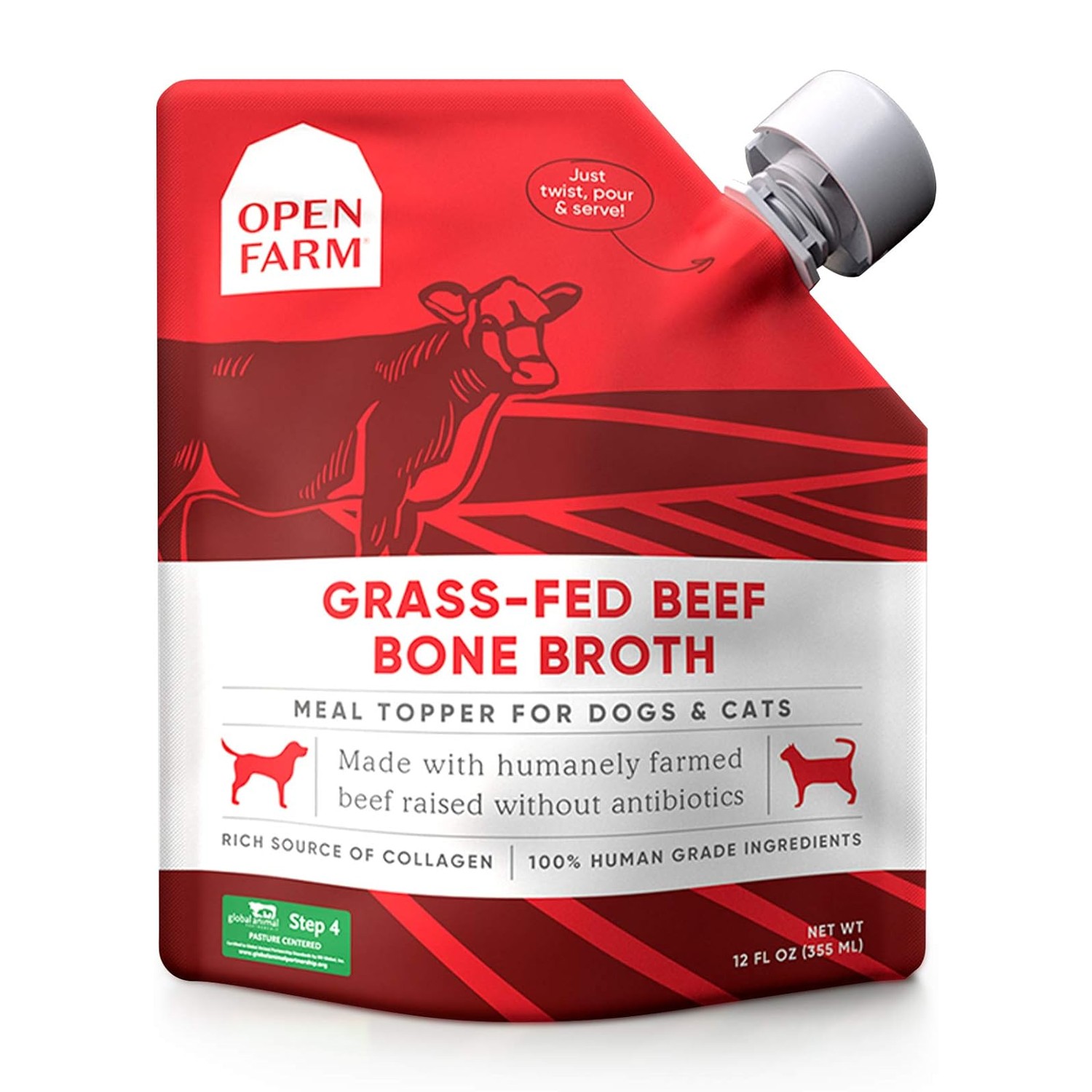 Open Farm Bone Broth Cat and Dog Food Topper - Grass Fed Beef