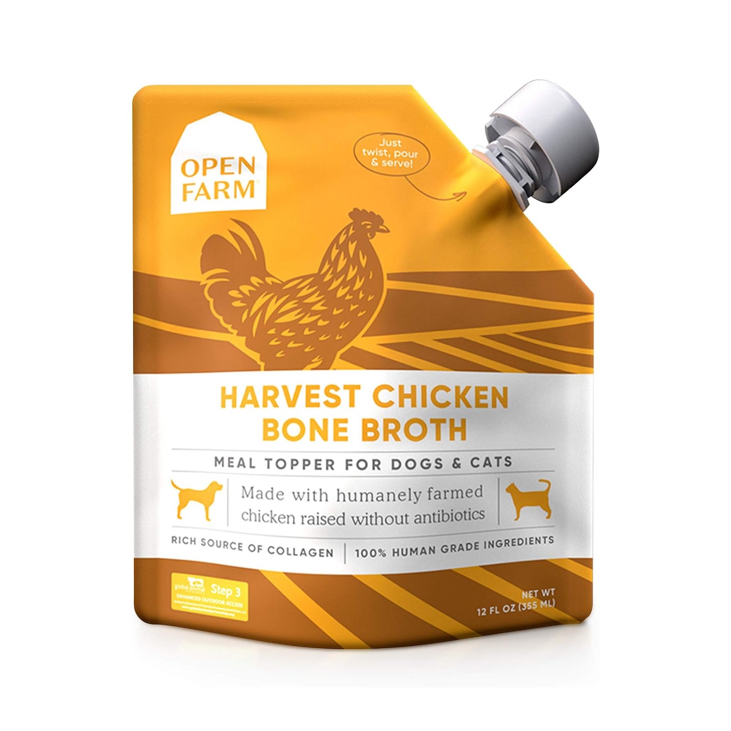 Open Farm Bone Broth Cat and Dog Food Topper - Harvest Chicken