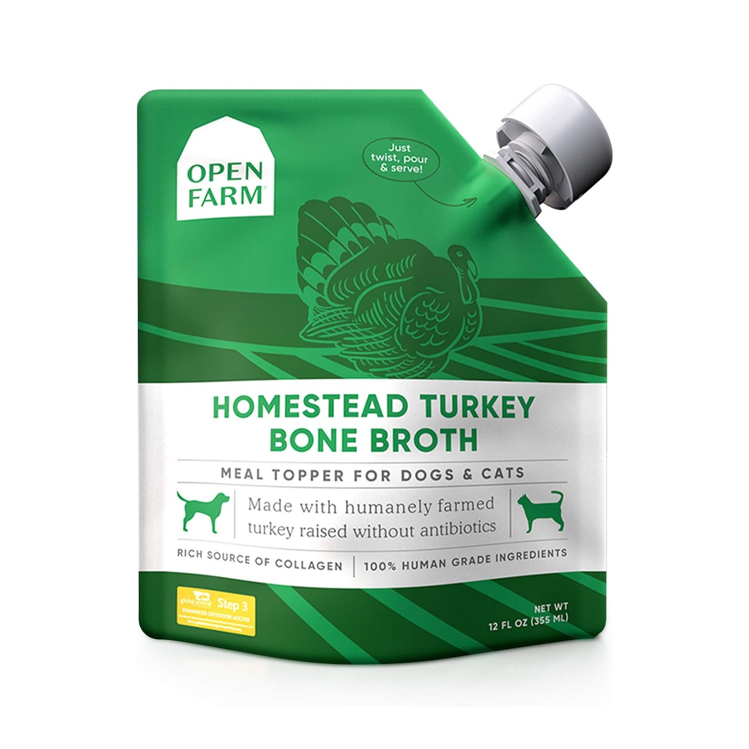 Open Farm Bone Broth Cat and Dog Food Topper - Homestead Turkey