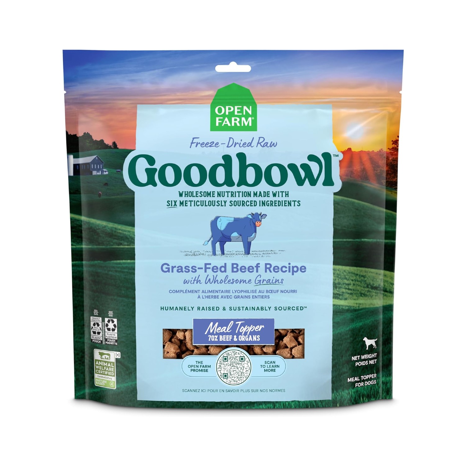 Open Farm Goodbowl Grass-Fed Freeze Dried Raw Dog Food Topper - Beef Recipe 