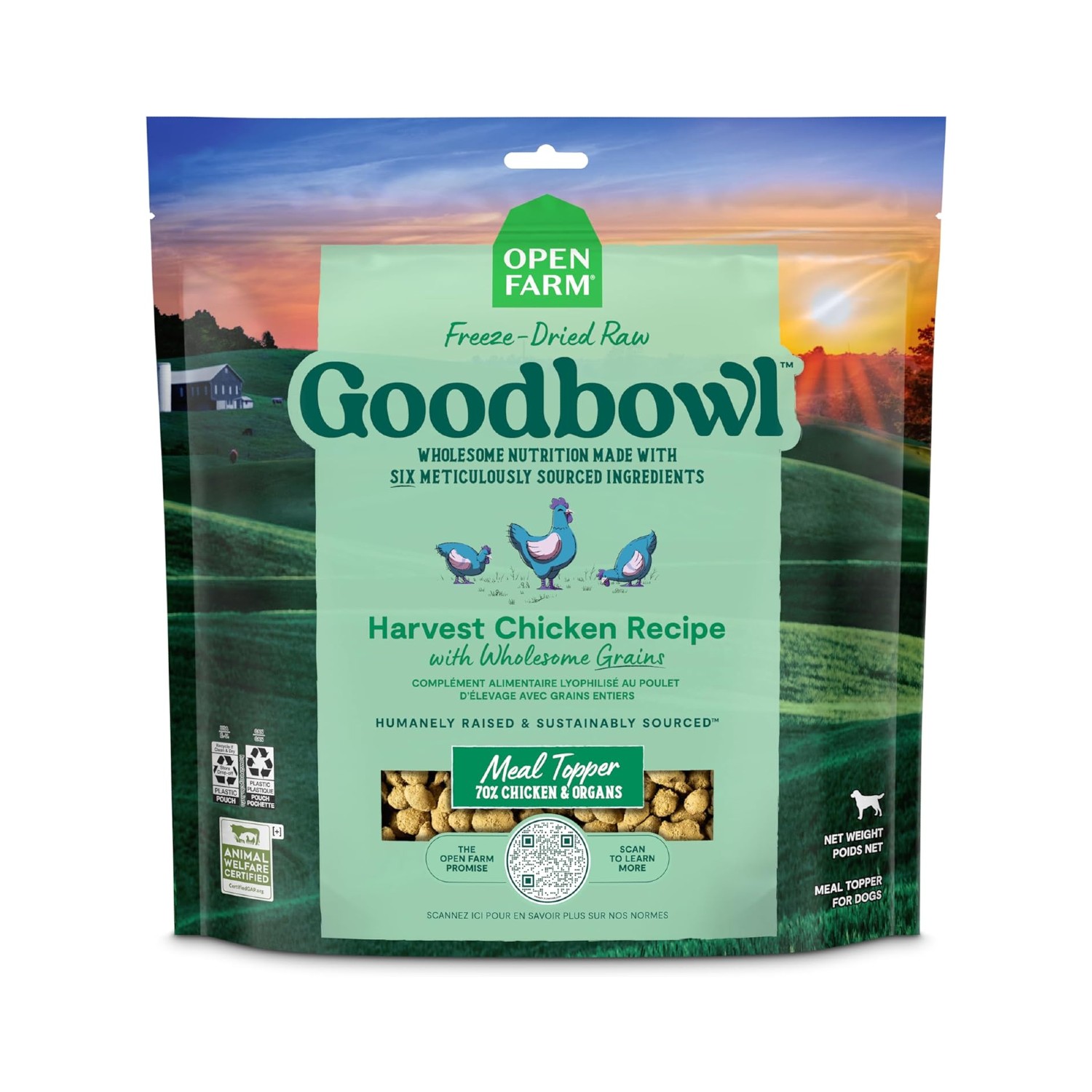 Open Farm Goodbowl Freeze Dried Raw Dog Food Topper - Harvest Chicken Recipe 