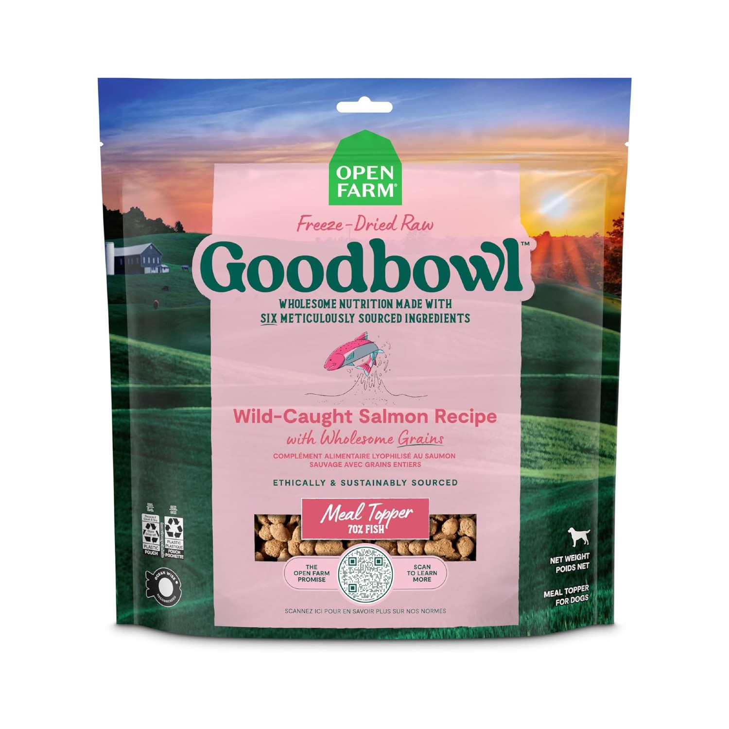 Open Farm Goodbowl Freeze Dried Raw Dog Food Topper - Wild Caught Salmon Recipe 