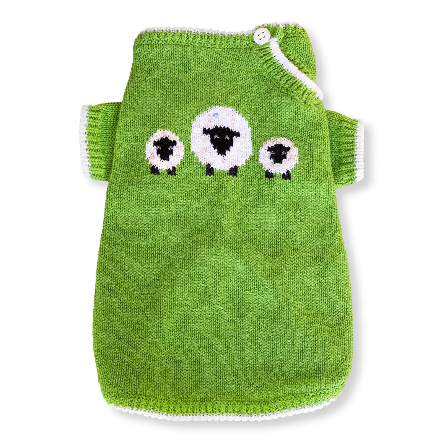 Oscar Newman Baa Baa Sweet Sheep Dog Sweater - Green
