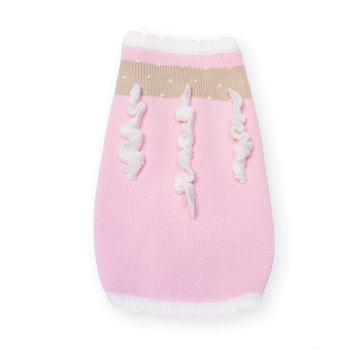 Oscar Newman Ruffles and Pearls Dog Sweater - Pink