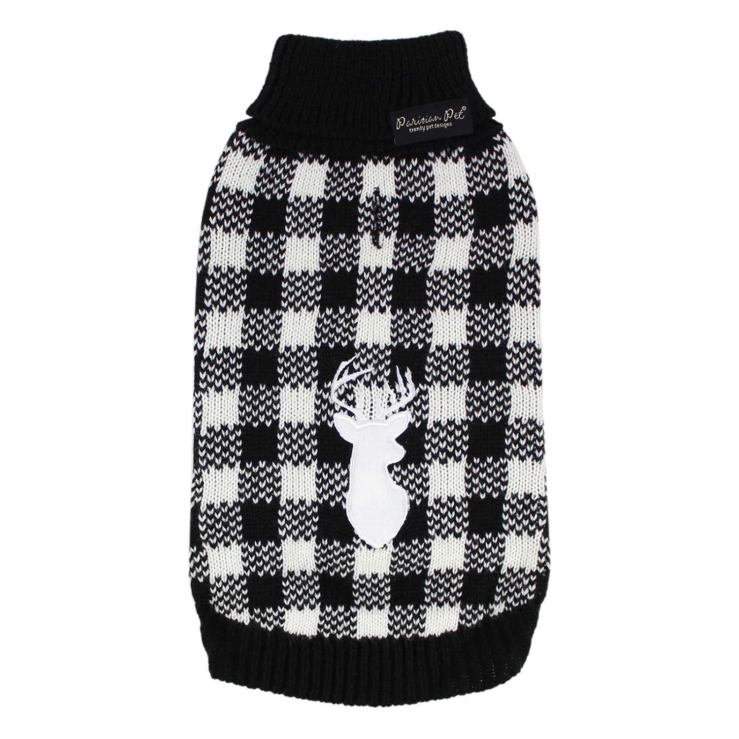 Parisian Pet Buffalo Checkered Dog Sweater - Deer