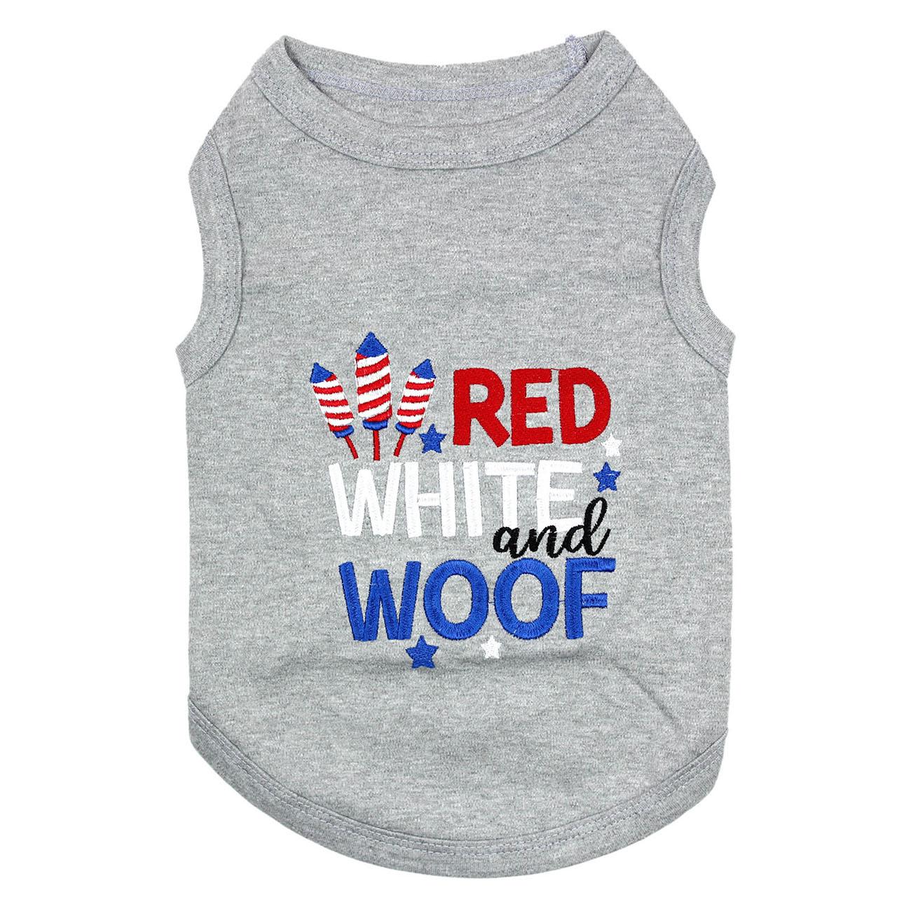 Parisian Pet Red, White and Woof Dog Tank - Gray