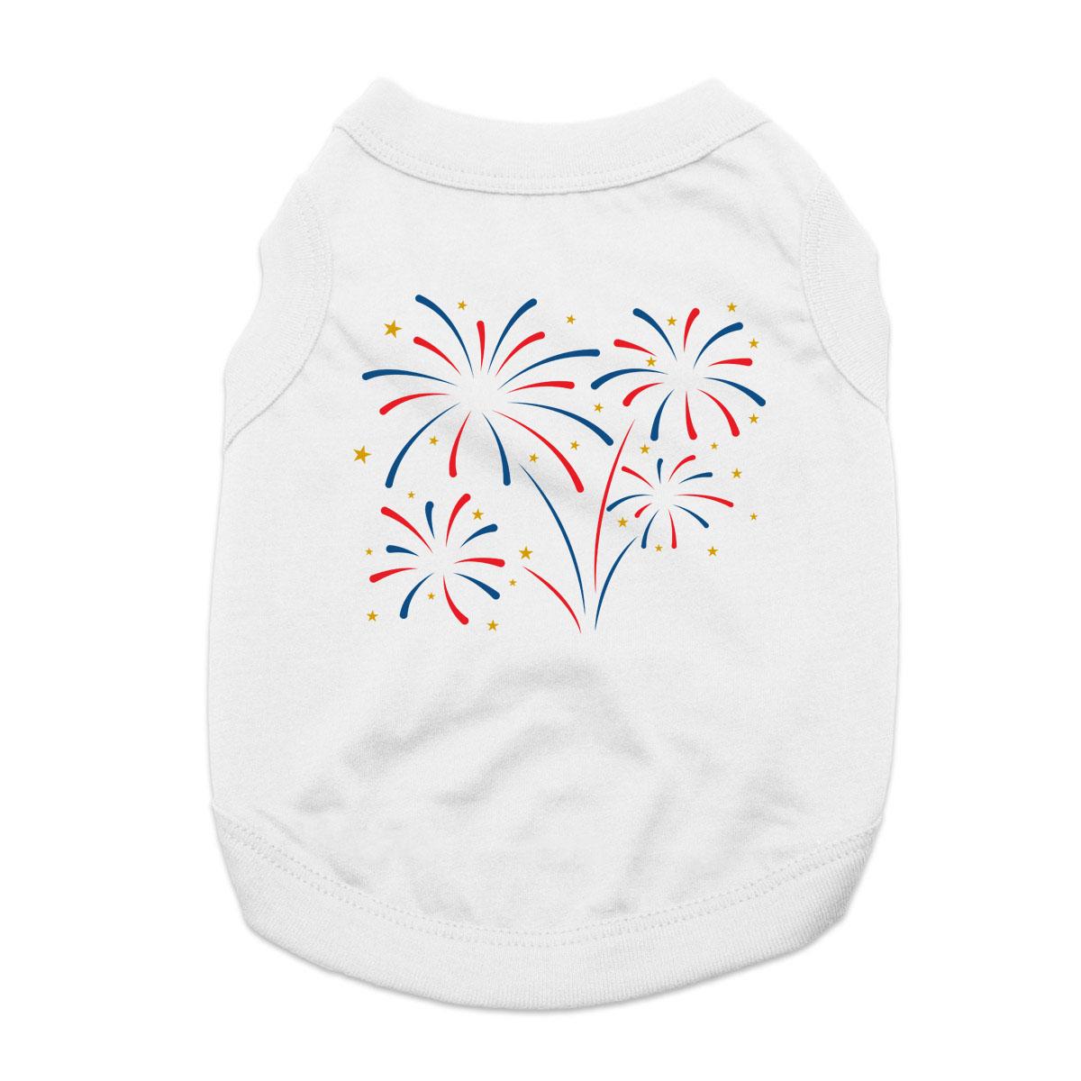 Patriotic Fireworks Dog Shirt - White