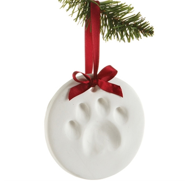 Pearhead Holiday Pawprints Ornament - Round Clay Imprint
