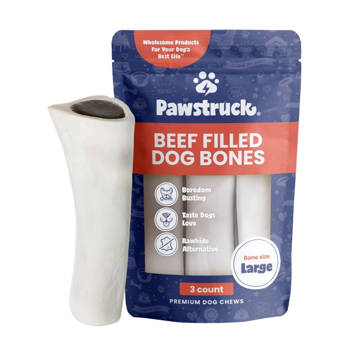 Pawstruck Filled Bone Dog Treat - Beef