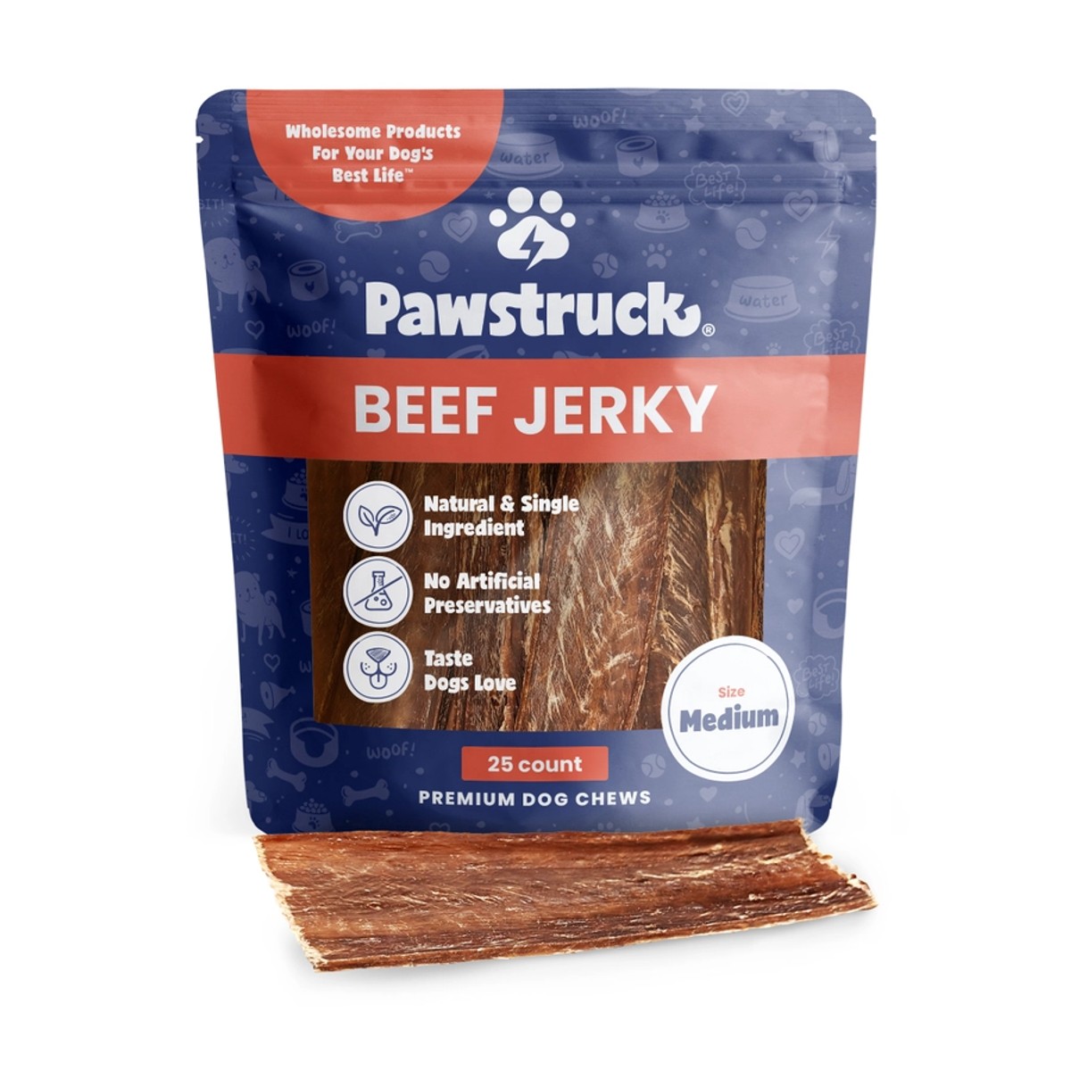 Pawstruck Natural Beef Jerky Dog Treat Chews - Support Joint Health
