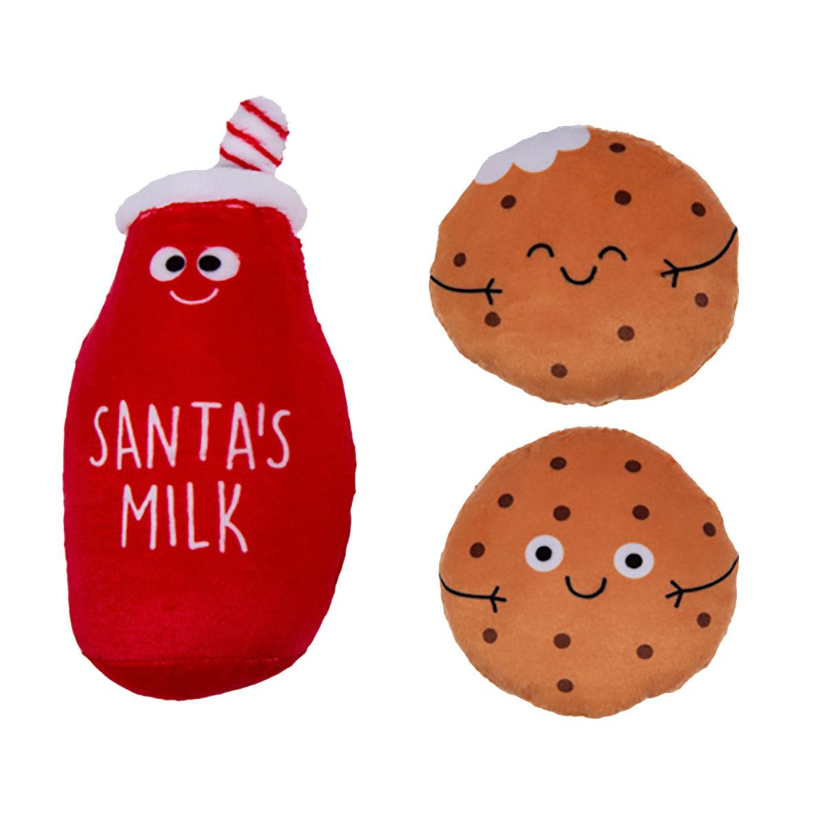 dog toy milk and cookies