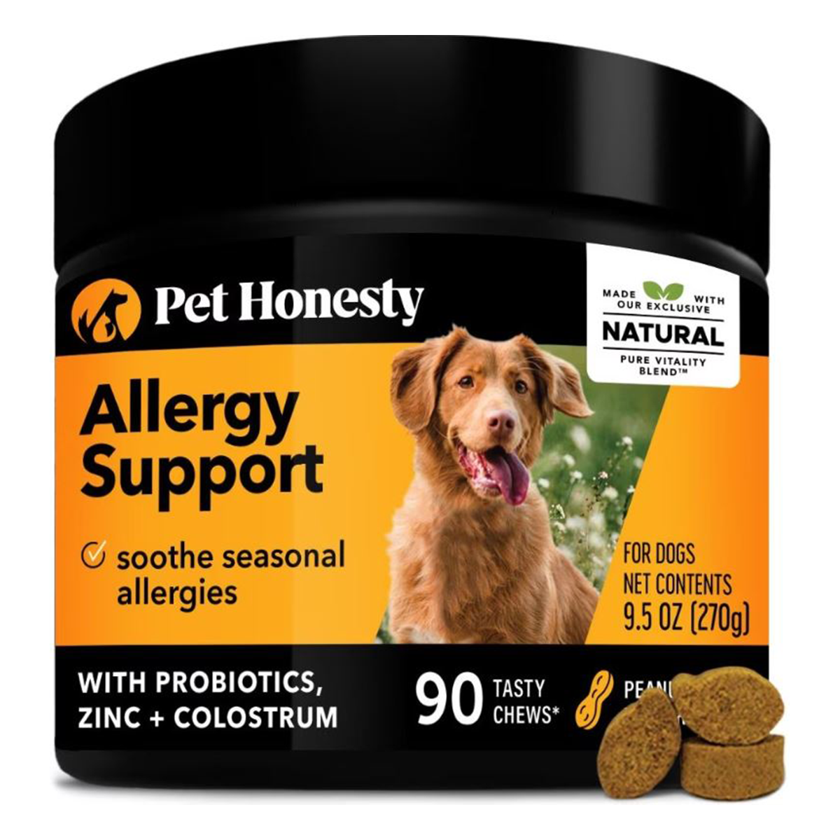 Pet Honesty Allergy Support Dog Chew Supplement - Peanut Butter