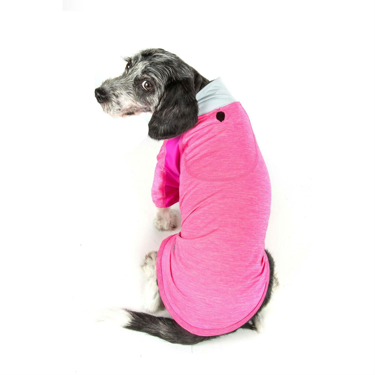 Pet Life ACTIVE Chewitt Wagassy Performance Long Sleeve Dog T-Shirt - Light Pink