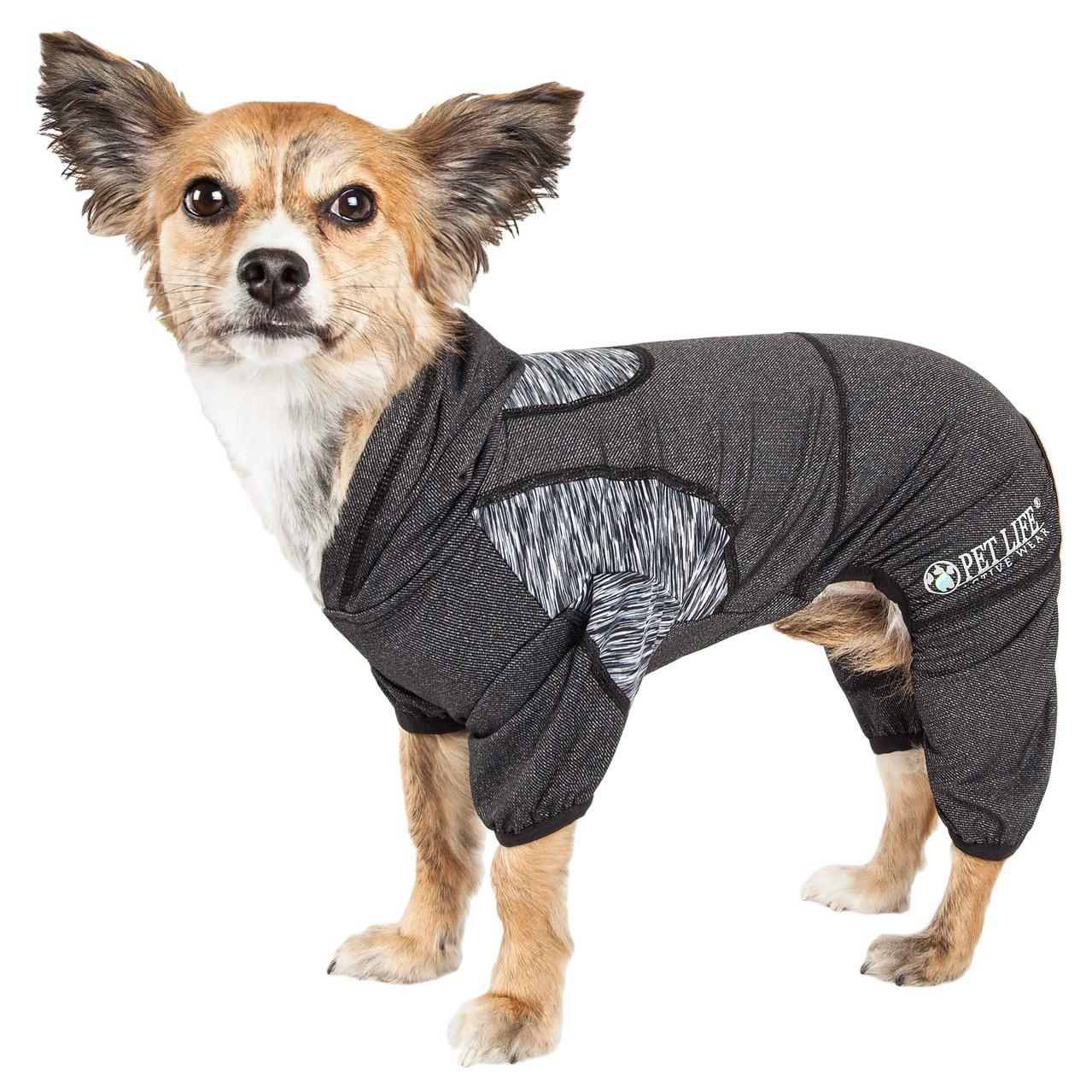Pet Life ACTIVE Pawsterity Performance Dog Hoodie Jumpsuit - Black