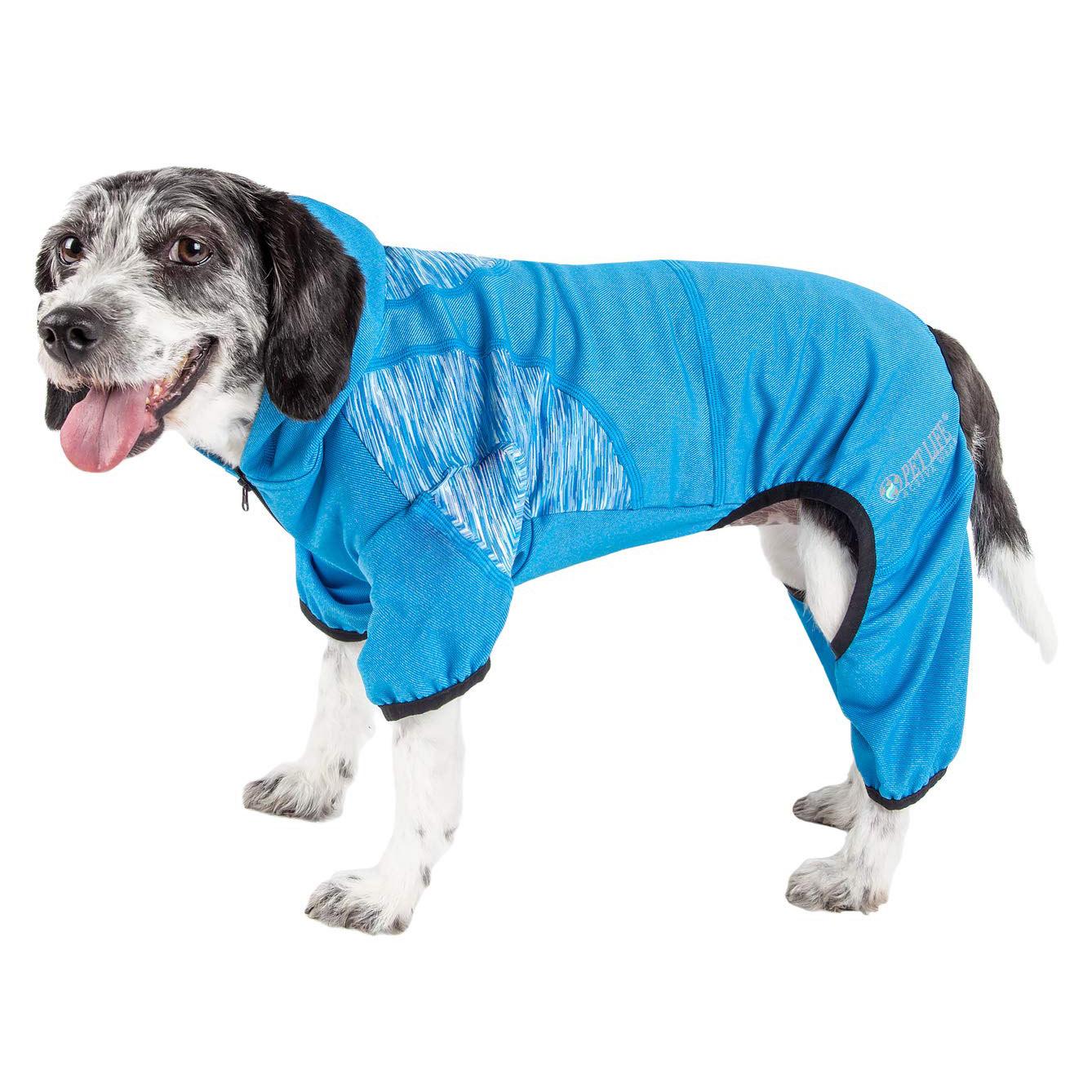 Pet Life ACTIVE Pawsterity Performance Dog Hoodie Jumpsuit - Blue
