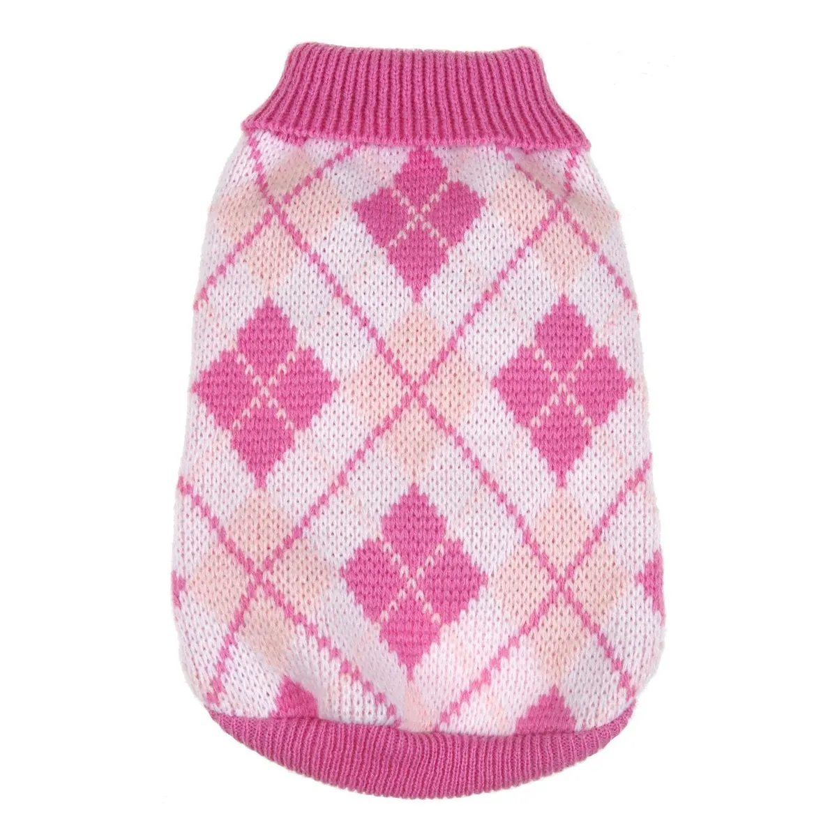 Pet Life Argyle Knitted Patterned Dog Sweater - Pink