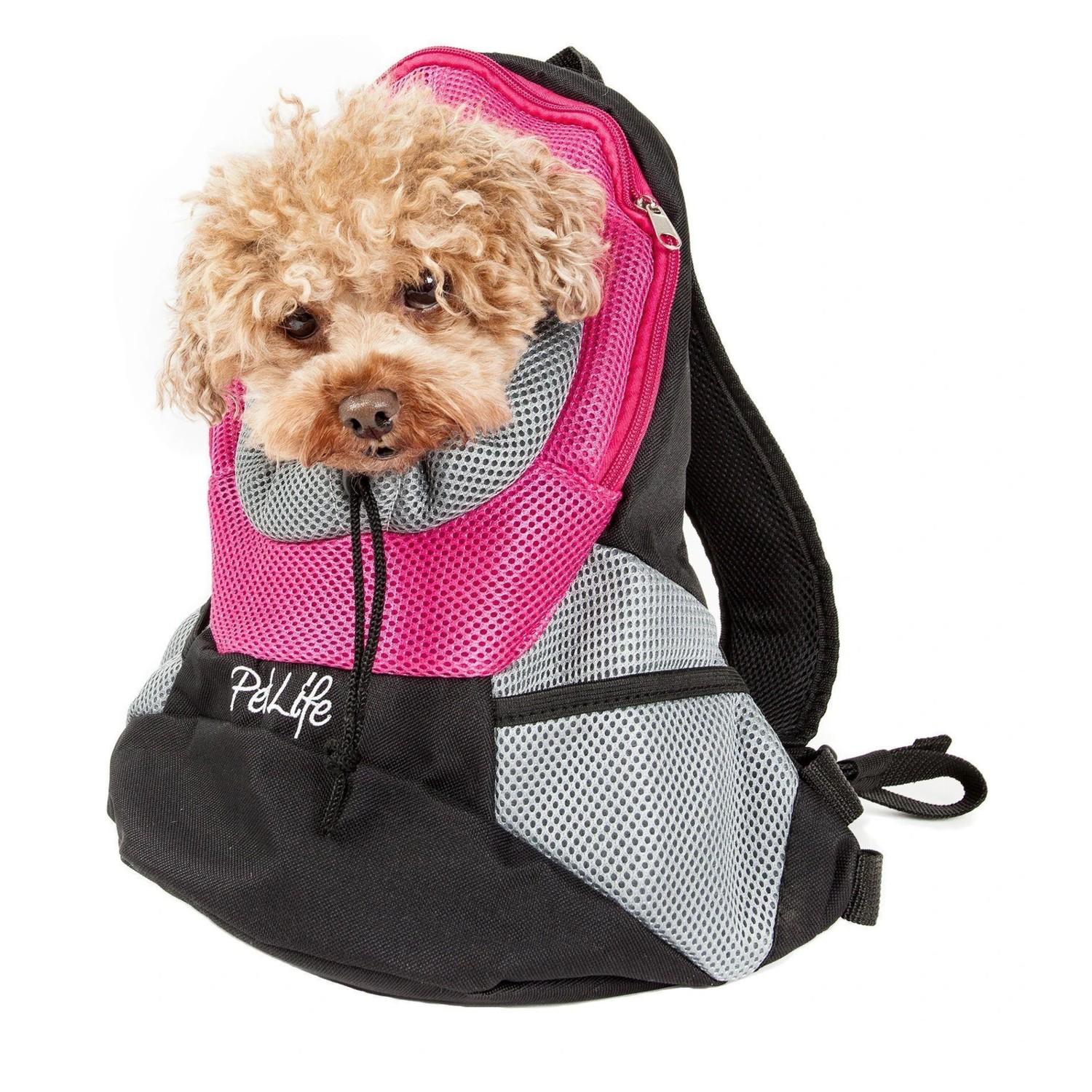 Pet Life Bark-Pack Sporty Dog Backpack Carrier - Pink
