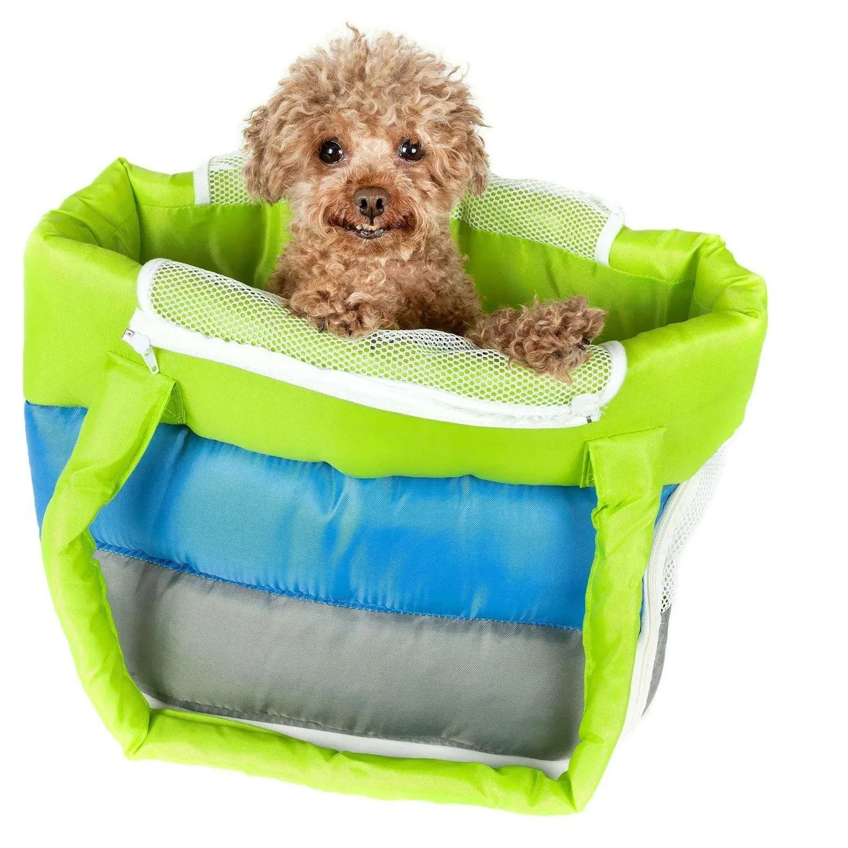 Pet Life Bubble-Poly Tri-Colored Insulated Pet Carrier - Green, Blue, and Gray