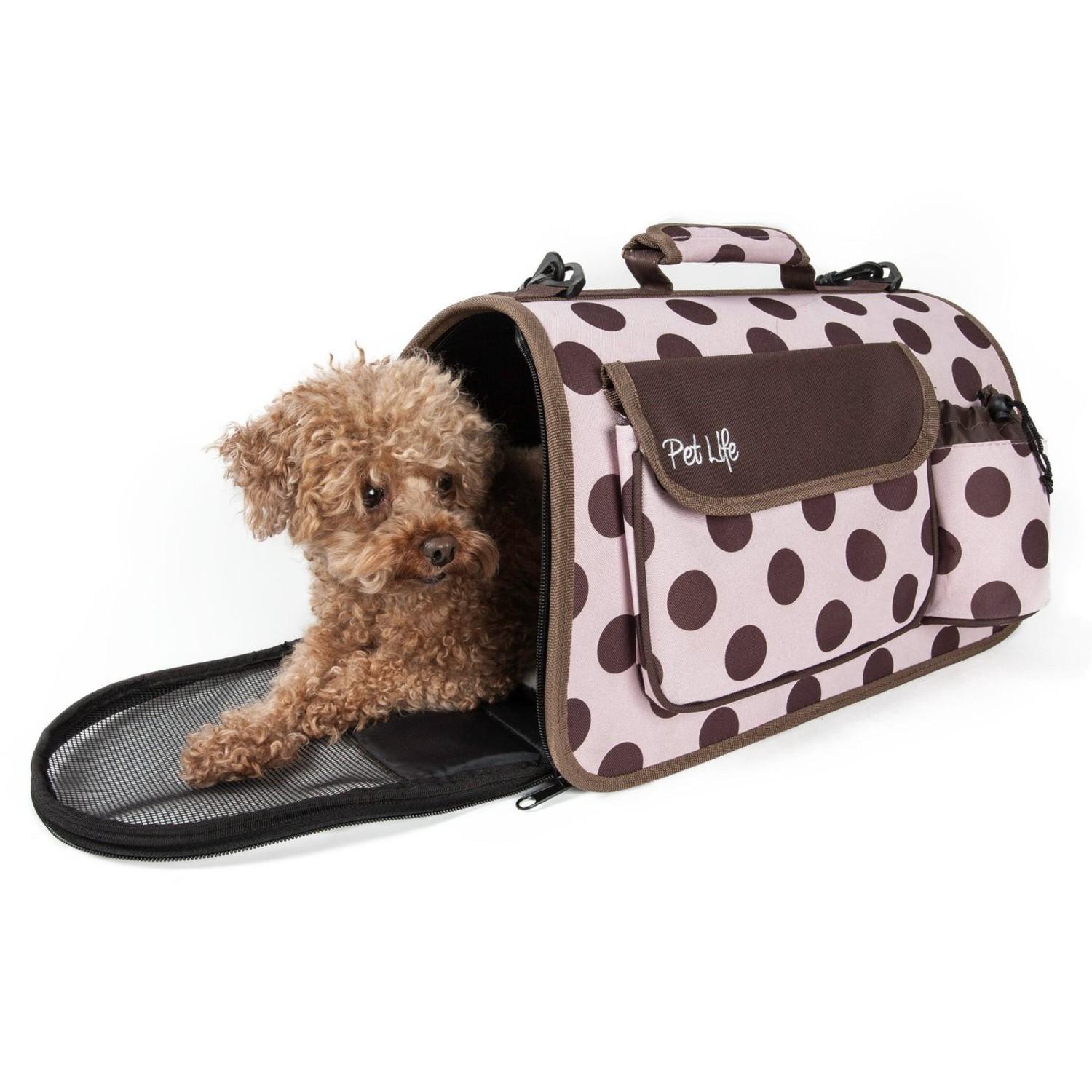 Pet Life Casual Polka-Dotted Collapsible Dog Carrier w/ Pouch